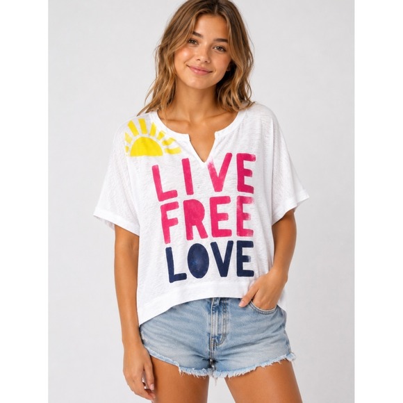 Vintage Havana Other - Vintage Havana Live Free Love Graphic Tee White Slouchy Dolman Top Juniors XL